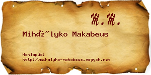 Mihályko Makabeus névjegykártya